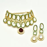 Siara Teardrop Pendant Uncut Kundan Choker Set - The Pashm